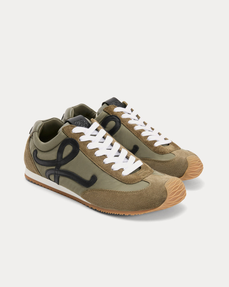 Loewe Ballet Runner 2.0 Nylon & Calfskin Light Khaki / Black / White Low Top Sneakers - 2