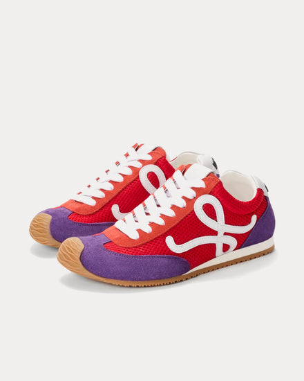 Loewe x Paula's Ibiza Ballet Runner 2.0 Suede & Mesh Red / White / Purple Low Top Sneakers - 3