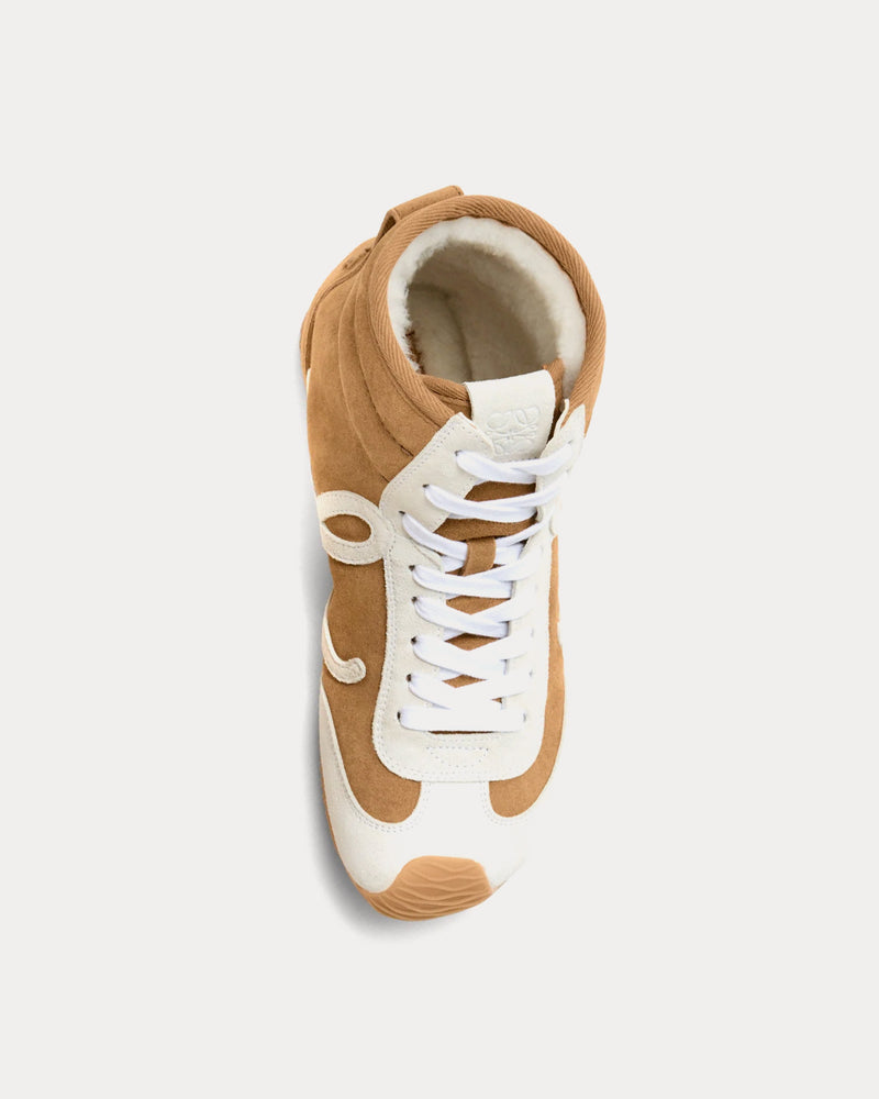Loewe Ballet Runner 2.0 Suede & Shearling Tan / White High Top Sneakers - 2