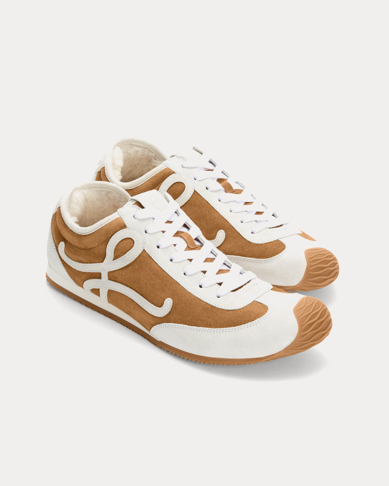 Loewe Ballet Runner 2.0 Suede & Shearling Tan / White Low Top Sneakers - 3