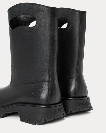 Loewe Bobby Grained Vegetable-Tanned Calfskin Black Boots - 3