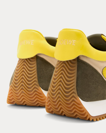 Loewe Flow Runner 2.0 Nylon & Suede Cream / Yellow / Olive Green Low Top Sneakers - 3