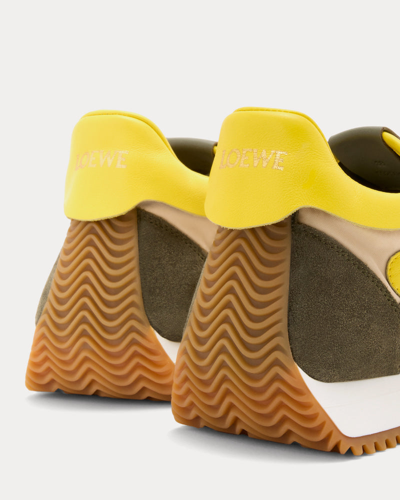 Loewe Flow Runner 2.0 Nylon & Suede Cream / Yellow / Olive Green Low Top Sneakers - 3