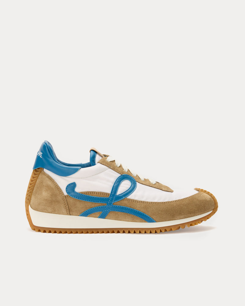 Loewe Flow Runner 2.0 Nylon & Suede Sand, Blue, and White Low Top Sneakers - 1