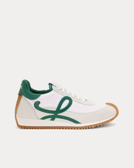Loewe Flow Runner 2.0 Nylon & Suede White / Dark Green Low Top Sneakers - 1
