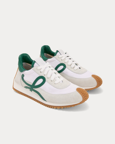 Loewe Flow Runner 2.0 Nylon & Suede White / Dark Green Low Top Sneakers - 2