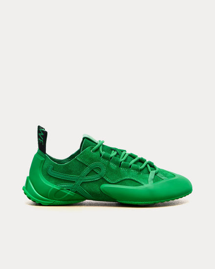 Loewe Grip Anagram Suede Green Low Top Sneakers - 1