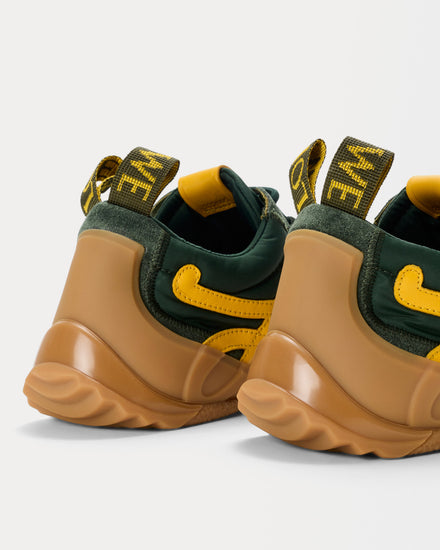 Loewe Grip Nylon & Suede Khaki Green / Yellow Low Top Sneakers - 5