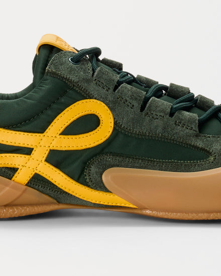 Loewe Grip Nylon & Suede Khaki Green / Yellow Low Top Sneakers - 4