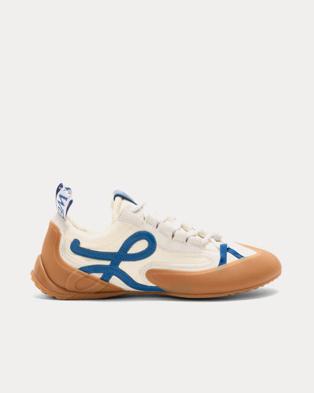 Loewe Grip Nylon & Suede White / Blue Low Top Sneakers - 1