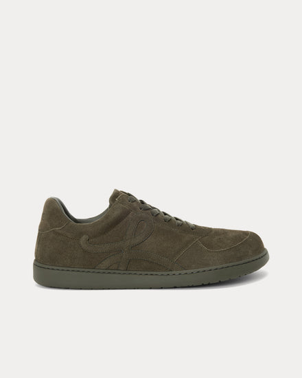 Loewe Jambo Suede Olive Green Low Top Sneakers - 1