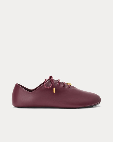 Loewe Pebble Soft Nappa Calfskin Dark Burgundy Low Top Sneakers - 1