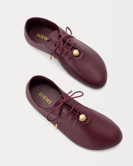 Loewe Pebble Soft Nappa Calfskin Dark Burgundy Low Top Sneakers - 3