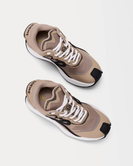 Loewe Pogo Technical Knit & Suede Beige / Black / White Low Top Sneakers - 2