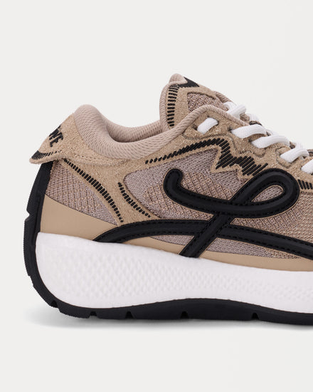 Loewe Pogo Technical Knit & Suede Beige / Black / White Low Top Sneakers - 4