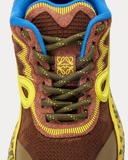 Loewe Pogo Technical Knit & Suede Brown / Green / Khaki Low Top Sneakers - 5
