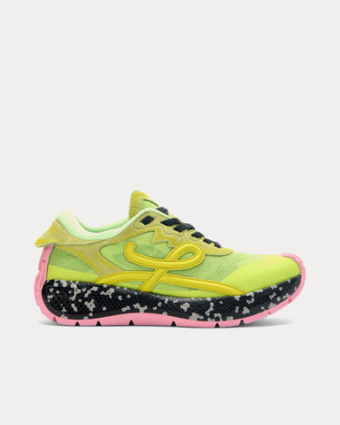 Loewe Pogo Technical Knit & Suede Green / Yellow / Black Low Top Sneakers