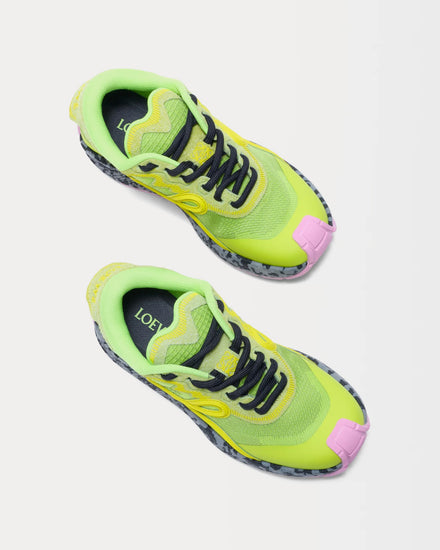 Loewe Pogo Technical Knit & Suede Green / Yellow / Black Low Top Sneakers - 2