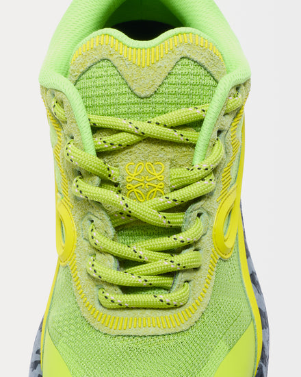 Loewe Pogo Technical Knit & Suede Green / Yellow / Black Low Top Sneakers - 5
