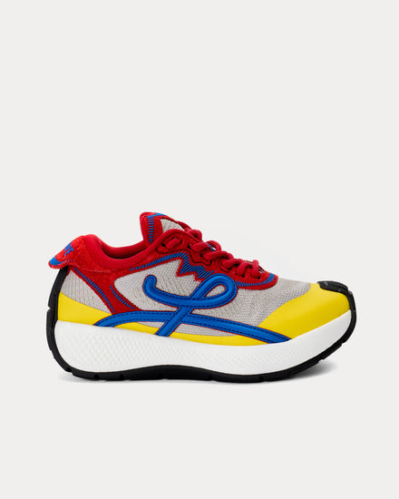 Loewe Pogo Technical Knit & Suede Red / Blue / White Low Top Sneakers - 1