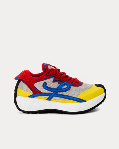 Loewe Pogo Technical Knit & Suede Red / Blue / White Low Top Sneakers
