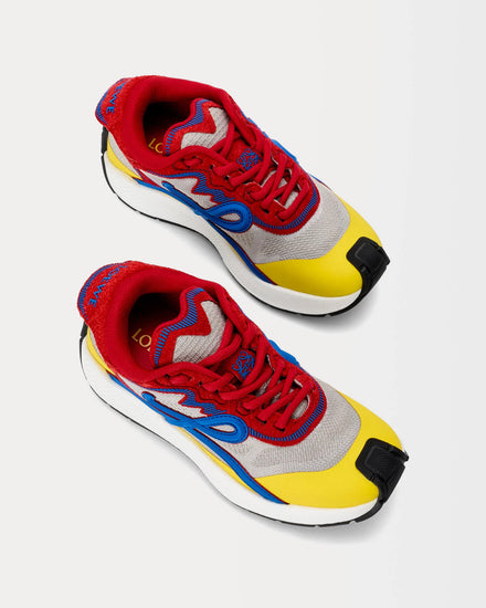 Loewe Pogo Technical Knit & Suede Red / Blue / White Low Top Sneakers - 2