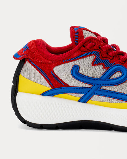 Loewe Pogo Technical Knit & Suede Red / Blue / White Low Top Sneakers - 4