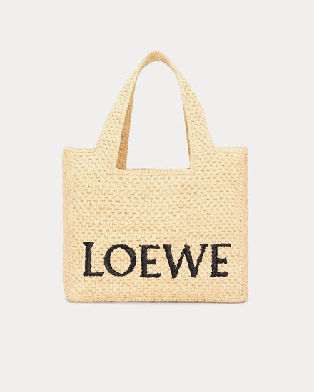 Loewe x Paula's Ibiza Small LOEWE Font Raffia 'Natural' Tote Bag - 1