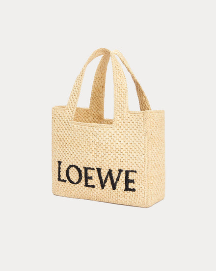 Loewe x Paula's Ibiza Small LOEWE Font Raffia 'Natural' Tote Bag - 2