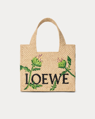 Loewe x Paula's Ibiza Small LOEWE Font Raffia 'Artichoke Flowers' Tote Bag