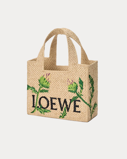 Loewe x Paula's Ibiza Small LOEWE Font Raffia 'Artichoke Flowers' Tote Bag - 2