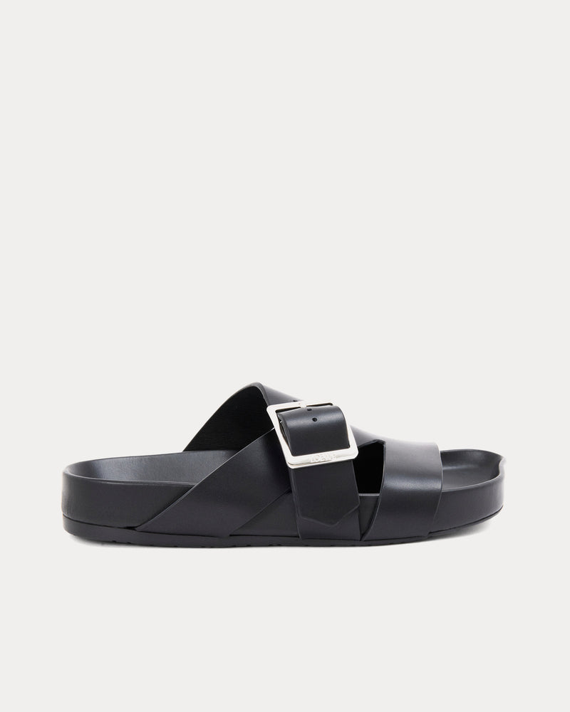 Loewe x Paula's Ibiza Ease Buckle Vegetable-Tanned Calfskin Black Slides - 1