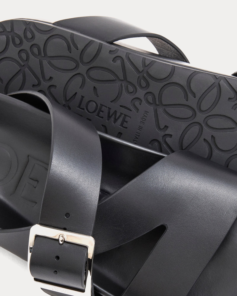 Loewe x Paula's Ibiza Ease Buckle Vegetable-Tanned Calfskin Black Slides - 3