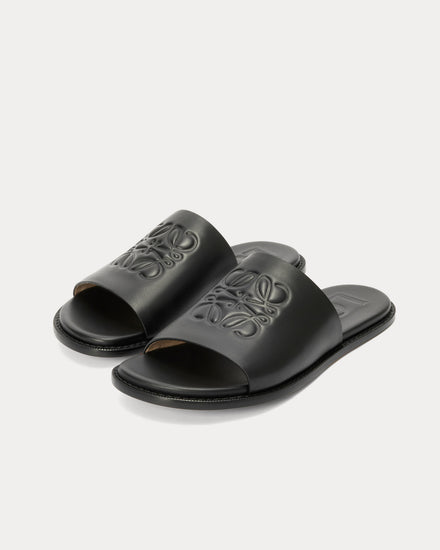 Loewe x Paula's Ibiza Flex Anagram Soft Calfskin Black Slides - 2