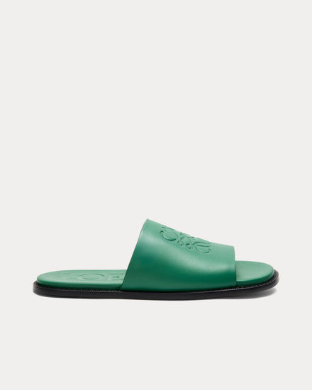 Loewe x Paula's Ibiza Flex Anagram Soft Calfskin Green Slides - 1