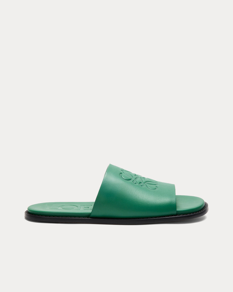 Loewe x Paula's Ibiza Flex Anagram Soft Calfskin Green Slides - 1