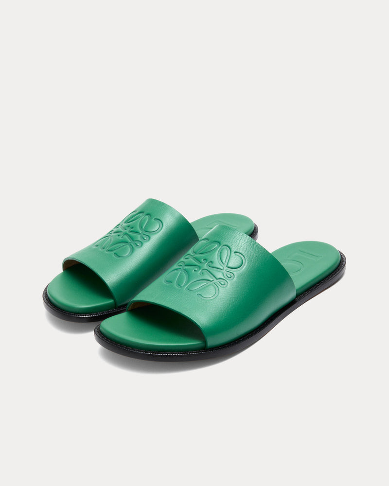 Loewe x Paula's Ibiza Flex Anagram Soft Calfskin Green Slides - 2