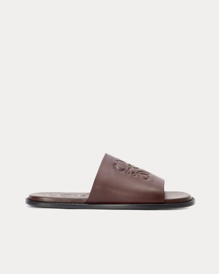 Loewe x Paula's Ibiza Flex Anagram Soft Calfskin Oxblood Slides - 1