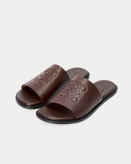 Loewe x Paula's Ibiza Flex Anagram Soft Calfskin Oxblood Slides - 2