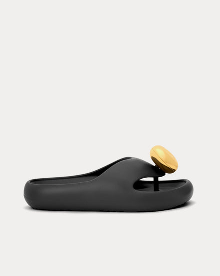 Loewe x Paula's Ibiza Foam Pebble Black / Gold Sandals - 1