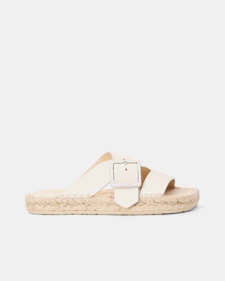 Loewe x Paula's Ibiza Petal Espadrille Soft Calfskin White Slides - 1