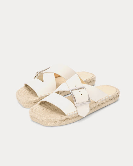 Loewe x Paula's Ibiza Petal Espadrille Soft Calfskin White Slides - 2