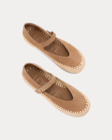 Loewe x Paula's Ibiza Rio Mary-Jane Suede & Raffia Dark Beige Sandals - 2