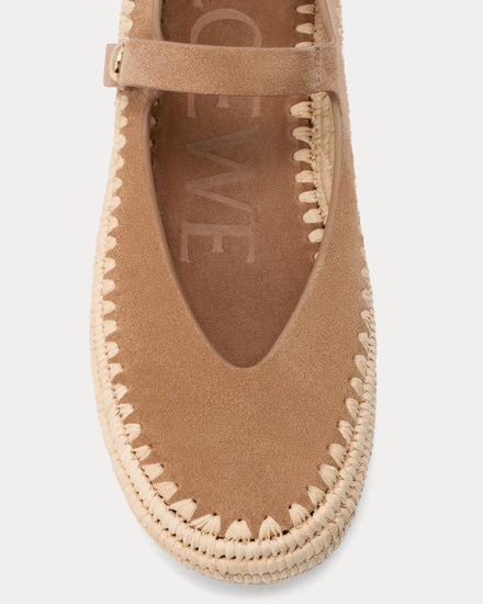 Loewe x Paula's Ibiza Rio Mary-Jane Suede & Raffia Dark Beige Sandals - 4