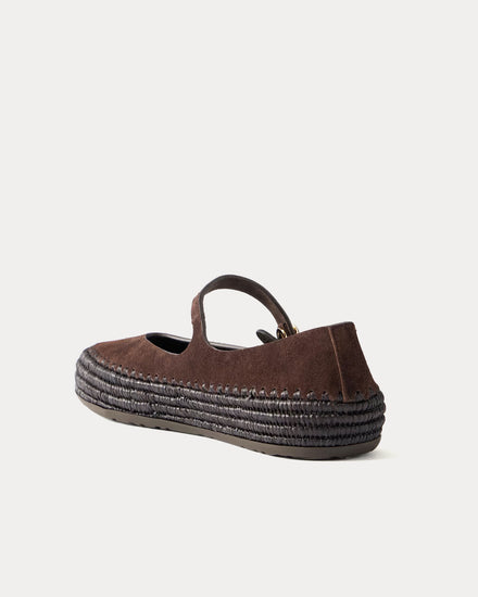 Loewe x Paula's Ibiza Rio Mary-Jane Suede & Raffia Dark Brown Sandals - 4