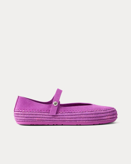 Loewe x Paula's Ibiza Rio Mary-Jane Suede & Raffia Orchid Sandals - 1