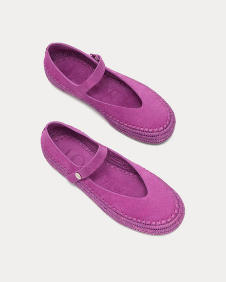 Loewe x Paula's Ibiza Rio Mary-Jane Suede & Raffia Orchid Sandals - 2