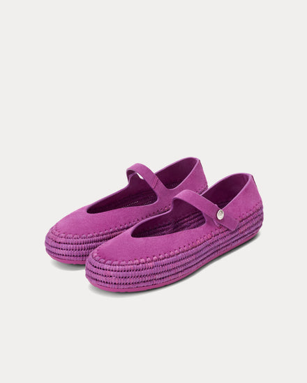 Loewe x Paula's Ibiza Rio Mary-Jane Suede & Raffia Orchid Sandals - 3