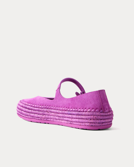 Loewe x Paula's Ibiza Rio Mary-Jane Suede & Raffia Orchid Sandals - 4