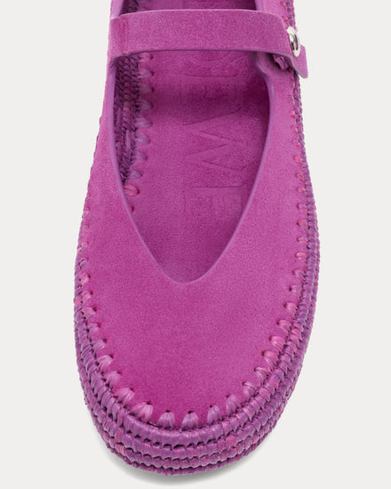 Loewe x Paula's Ibiza Rio Mary-Jane Suede & Raffia Orchid Sandals - 5